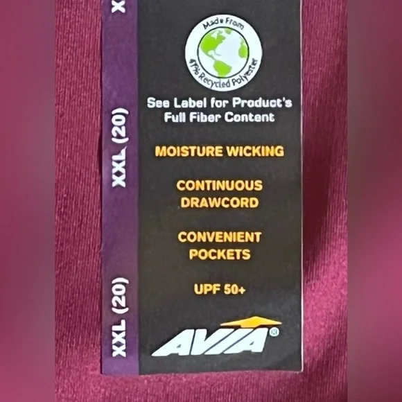 Avia Maroon Leggings with pockets.
Stretchy Design. NWT. Women’s size XXL - Picture 5 of 7